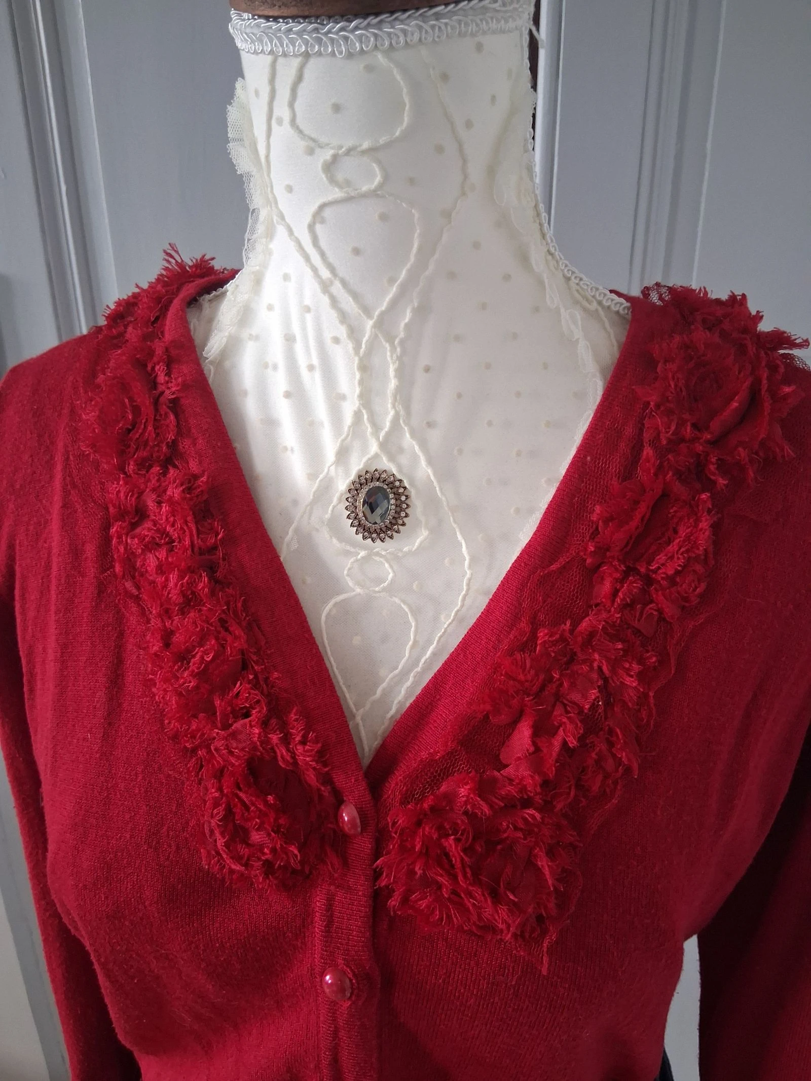 Kira rood vestje - Romantische en ruches details - Maat M – photo 3